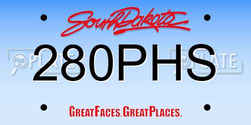 280PHS South Dakota License Plate
