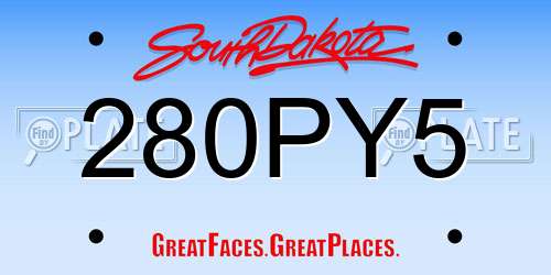 280PY5 South Dakota License Plate