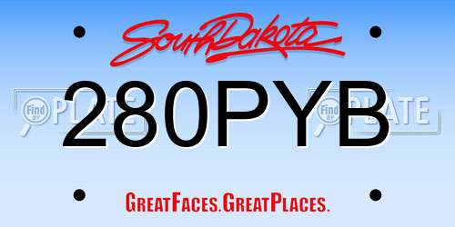 280PYB South Dakota License Plate