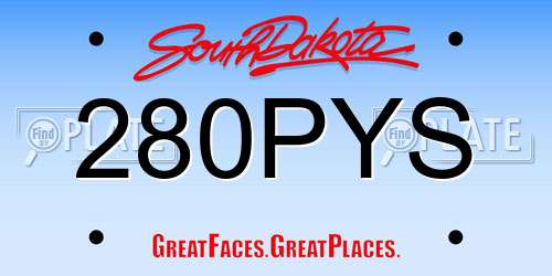280PYS South Dakota License Plate