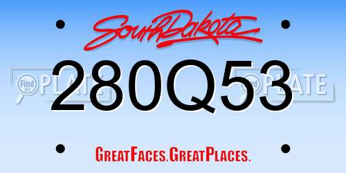 280Q53 South Dakota License Plate