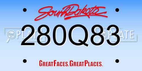280Q83 South Dakota License Plate