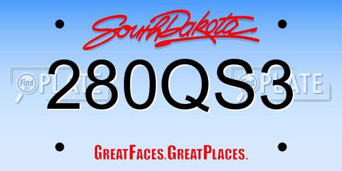 280QS3 South Dakota License Plate