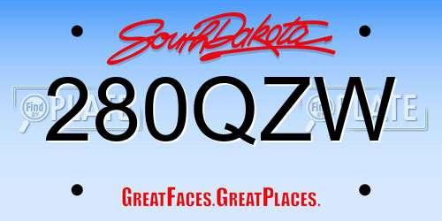 280QZW South Dakota License Plate