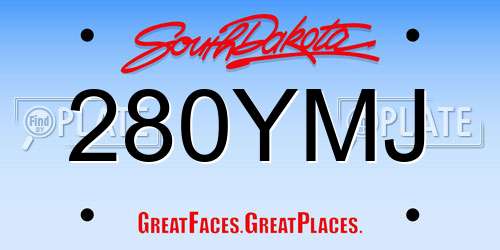280YMJ South Dakota License Plate