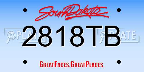 2818TB South Dakota License Plate