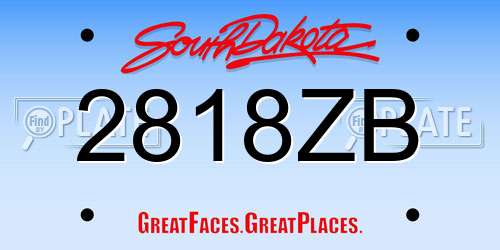 2818ZB South Dakota License Plate