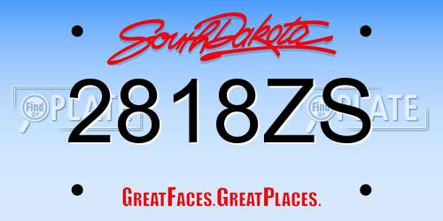 2818ZS South Dakota License Plate