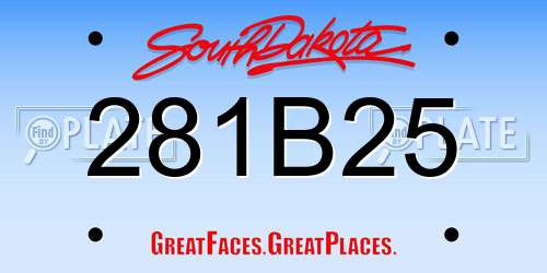 281B25 South Dakota License Plate