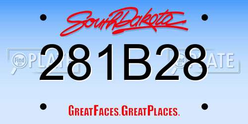 281B28 South Dakota License Plate
