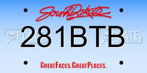281BTB South Dakota License Plate