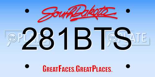 281BTS South Dakota License Plate