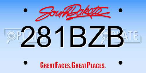 281BZB South Dakota License Plate