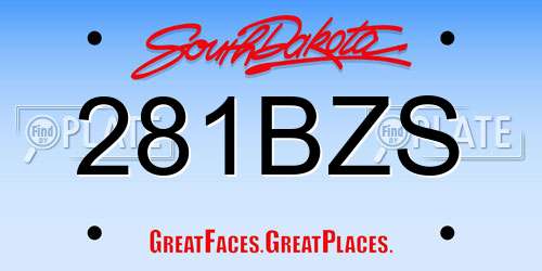 281BZS South Dakota License Plate