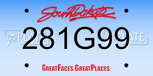 281G99 South Dakota License Plate