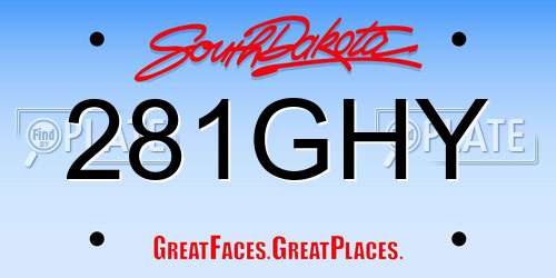 281GHY South Dakota License Plate