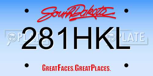 281HKL South Dakota License Plate