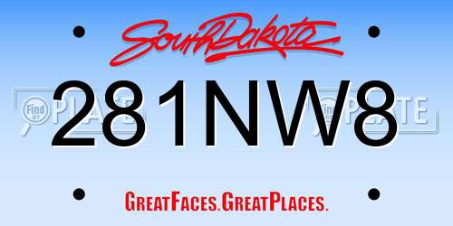 281NW8 South Dakota License Plate