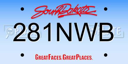 281NWB South Dakota License Plate
