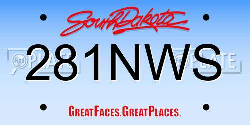 281NWS South Dakota License Plate