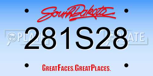 281S28 South Dakota License Plate