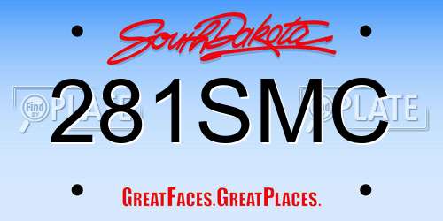 281SMC South Dakota License Plate