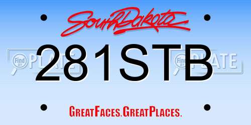 281STB South Dakota License Plate
