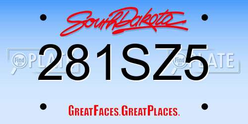 281SZ5 South Dakota License Plate