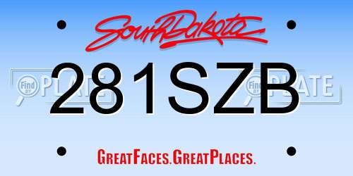 281SZB South Dakota License Plate