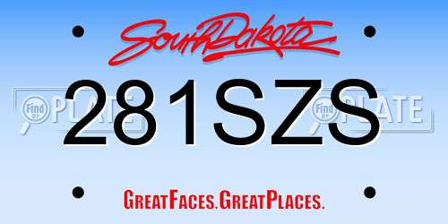 281SZS South Dakota License Plate