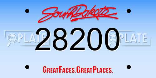 28200 South Dakota License Plate