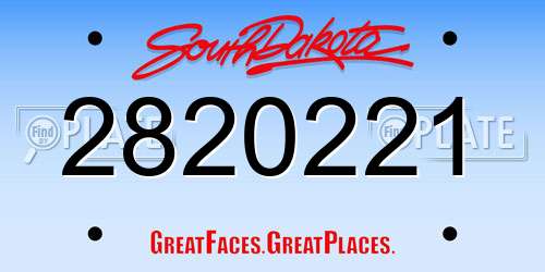 2820221 South Dakota License Plate