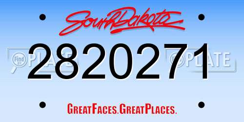 2820271 South Dakota License Plate