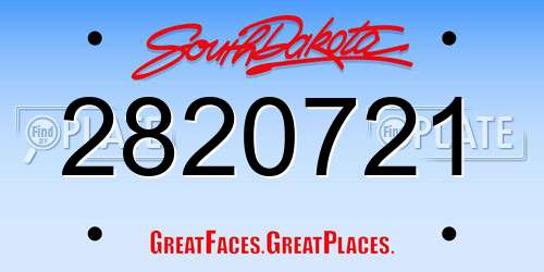 2820721 South Dakota License Plate