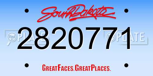 2820771 South Dakota License Plate