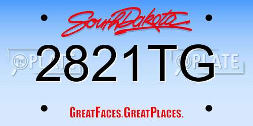 2821TG South Dakota License Plate
