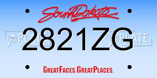 2821ZG South Dakota License Plate