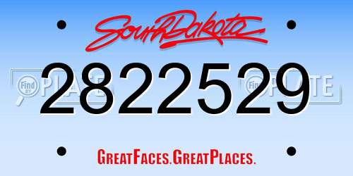 2822529 South Dakota License Plate