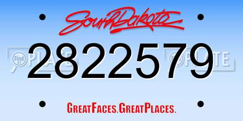 2822579 South Dakota License Plate