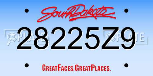 28225Z9 South Dakota License Plate