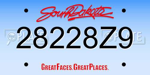28228Z9 South Dakota License Plate