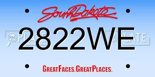 2822WE South Dakota License Plate