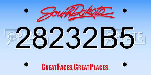 28232B5 South Dakota License Plate