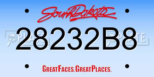 28232B8 South Dakota License Plate