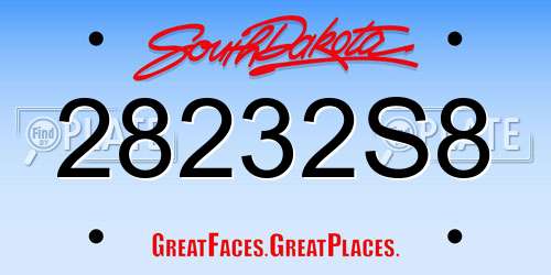 28232S8 South Dakota License Plate