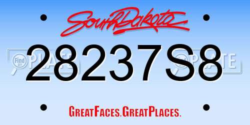 28237S8 South Dakota License Plate