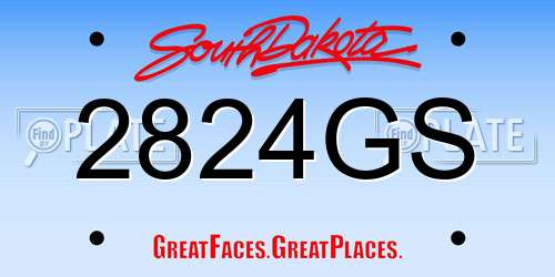 2824GS South Dakota License Plate