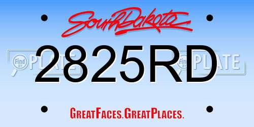 2825RD South Dakota License Plate