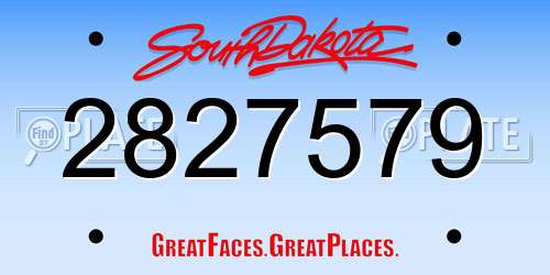 2827579 South Dakota License Plate