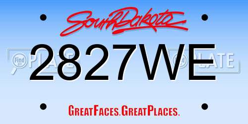 2827WE South Dakota License Plate